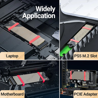 JEYI M.2 Copper SSD Heatsink with Graphene Layer - NVMe NGFF 2280 Drive Cooler for Laptop, PC & PS5