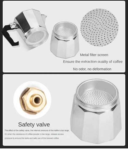 Mocha Coffee Pot – Italian Aluminum Octagonal Portable Coffee & Tea Maker