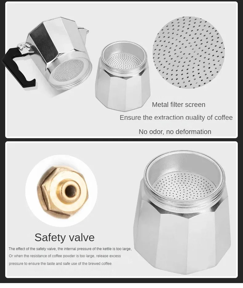 Mocha Coffee Pot - Aluminum Octagonal Stovetop Coffee & Tea Maker
