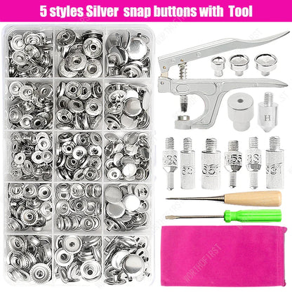 Metal Snap Fasteners Button Kit with Installation Pliers – Sewing Accessories for Jackets, Clothing & Leather Craft