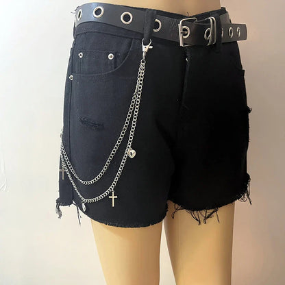 Punk Street Moon & Star Keychain – Goth Skull Rivet Waist Chain for Jeans, Unisex Rock Accessories