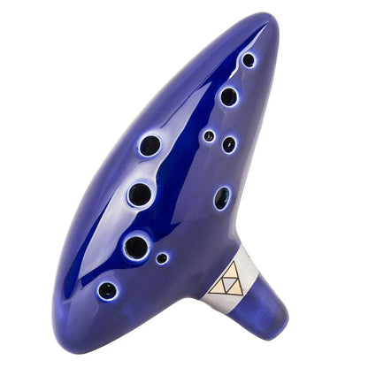 12 Tone Alto C Ocarina – Ceramic Musical Instrument with Songbook, Neck Cord & Carry Bag, Blue