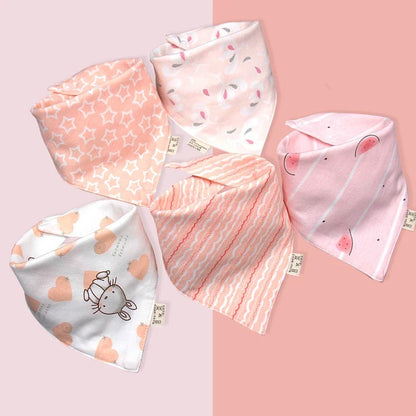 5PCS Baby Saliva Towels – Triangle Cotton Bandana Bibs, Waterproof and Absorbent Scarf for Newborn Boys & Girls