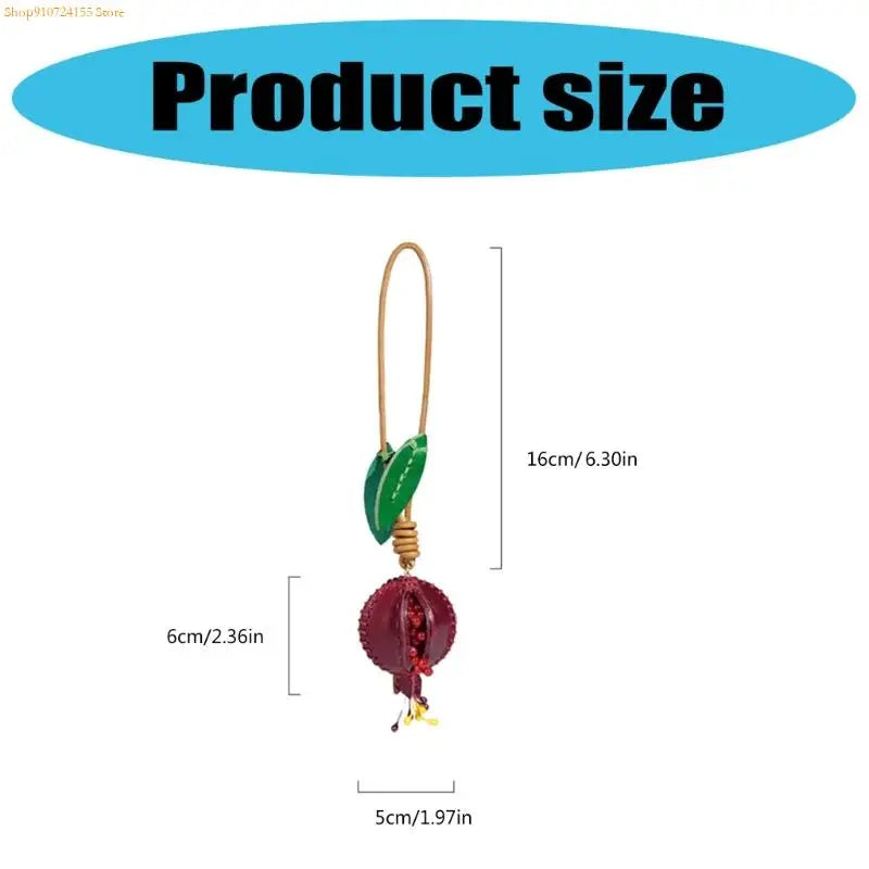 76HE Sturdy Leather Pomegranate Pendant – Fashionable Colorful Bag Charm & Keychain, Unique Handmade Accessory for Personalized Style