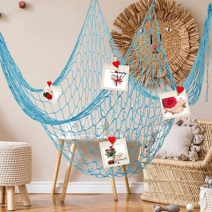 Fishing Net Sea Shell Starfish Hanging Home Wall Decor - Nautical Ocean Theme Home Decor for Kids Under The Sea Birthday Party