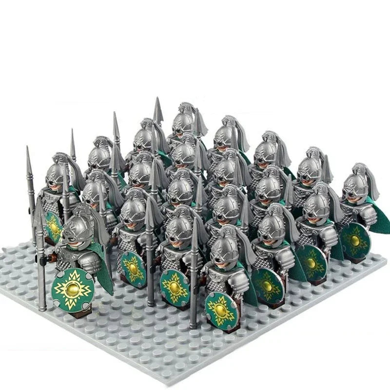 21PCS Medieval Fantasy Warrior Figures – Dwarf, Elf, Knight & Orc Building Brick Toys