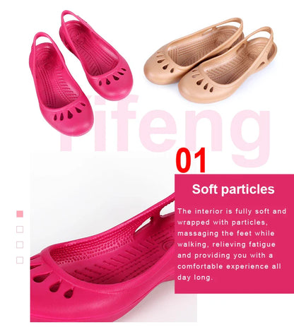 Certified Satihu Summer Lightweight Anti-Slip Clogs for Women - Flat Bottom Sandals, Nurse, Outdoor, Beach Jelly Shoes