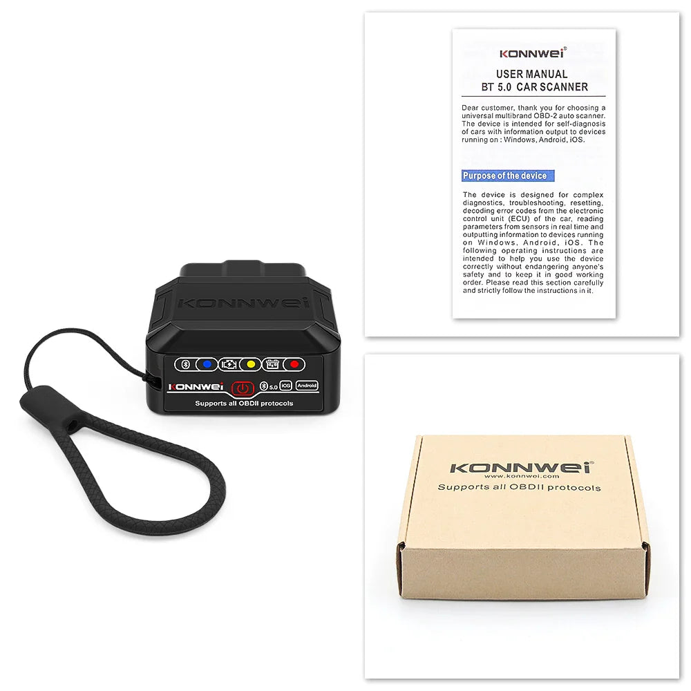 KONNWEI KW906 OBD2 Scanner – Bluetooth 5.0 ELM327 V1.5 Car Diagnostic Tool & Code Reader for Android/iOS