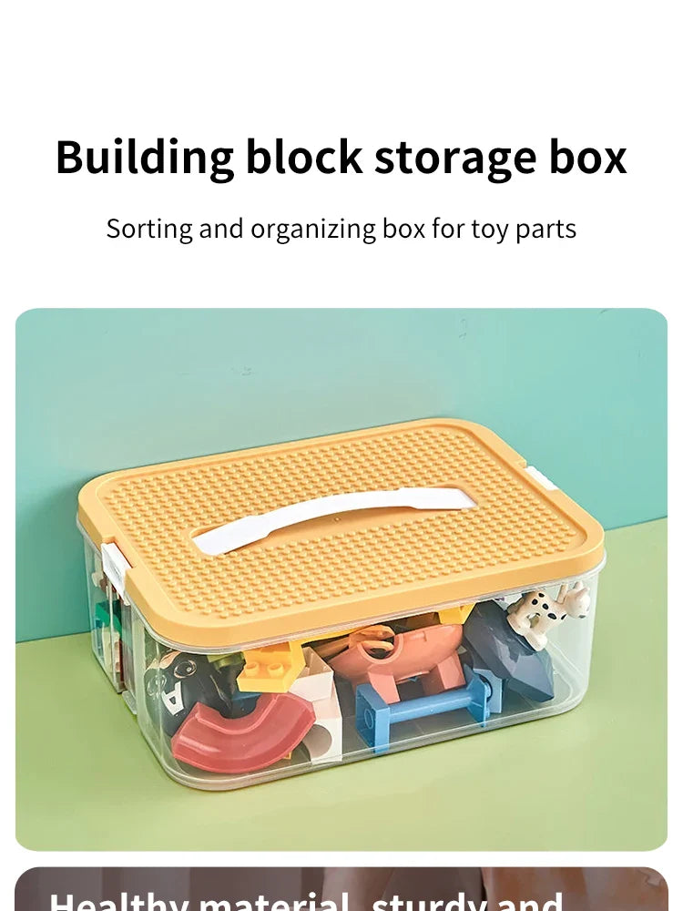 Stackable Building Blocks Toy Storage Box for Kids – Brick-Shaped Plastic Container with Lid – Toy Organizer & Sundries Bin