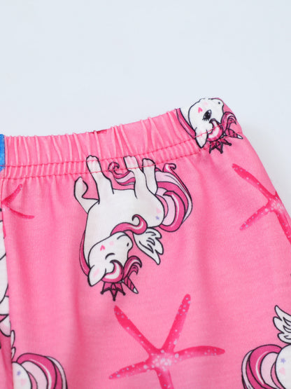 Girls Unicorn Cartoon Pajama Set – Long Sleeve Two-Piece Sleepwear for Kids