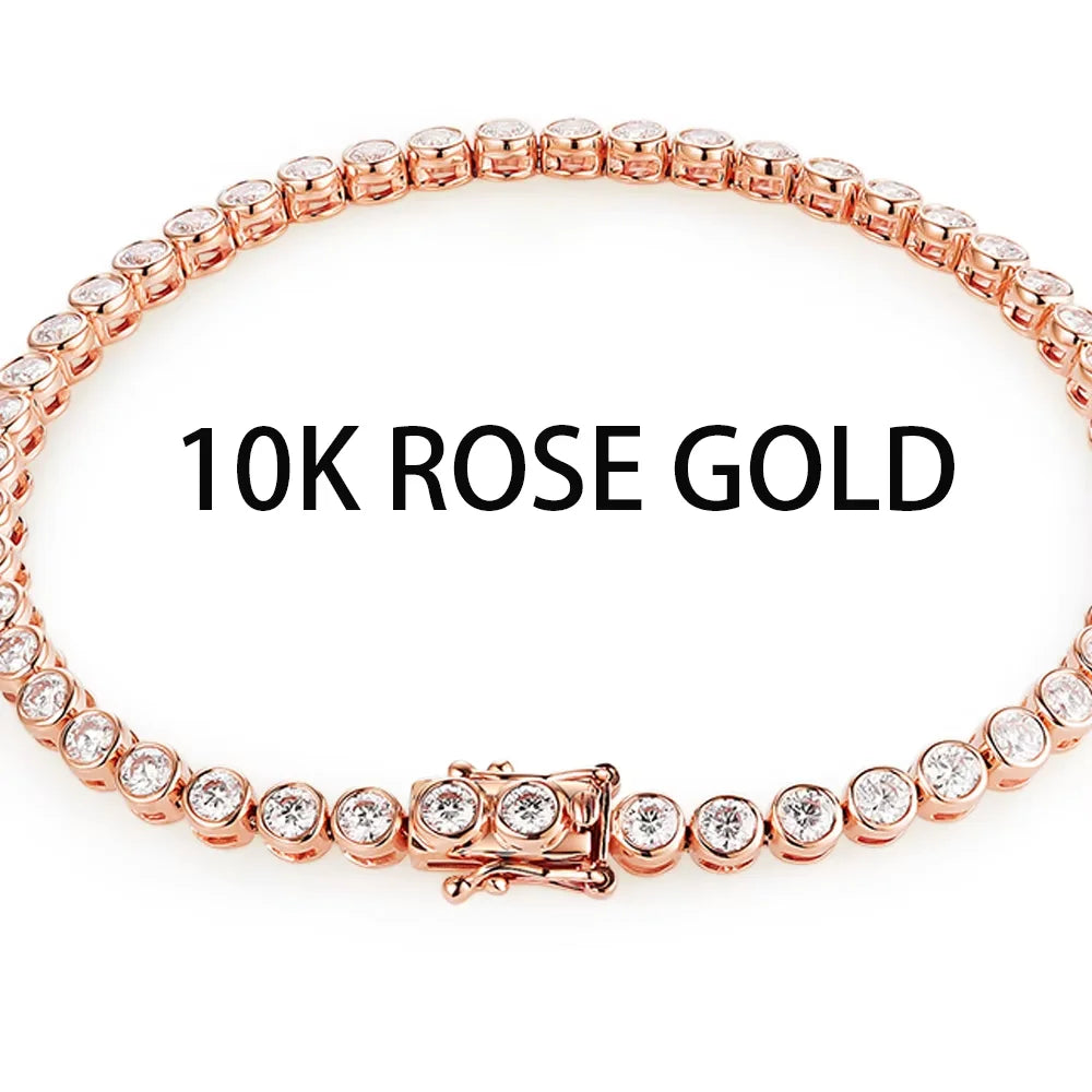 Kuololit Bezel Set Moissanite Tennis Bracelet – Solid 14K/10K/925 Silver, Round D VVS1 for Women, Engagement & Christmas Jewelry