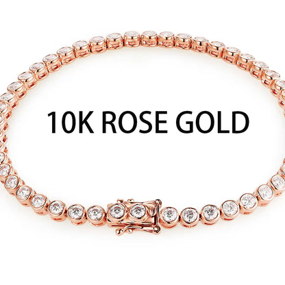 Kuololit Bezel Set Moissanite Tennis Bracelet – Solid 14K/10K/925 Silver, Round D VVS1 for Women, Engagement & Christmas Jewelry