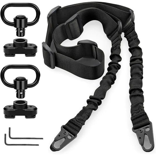2-Point Extra Long Rifle Sling – Adjustable Gun Strap with Metal Hook QD for Outdoor Sports