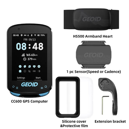 GEOID CC600 Bike Computer – Color Screen Smart GPS Speedometer with Wireless ANT+, WIFI, 11 Languages & Cycling Odometer