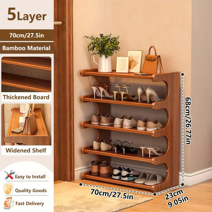 Bamboo Shoe Rack for 15–24 Pairs – Space-Saving, Easy Assembly Shoe Storage Organizer for Entryway & Living Room