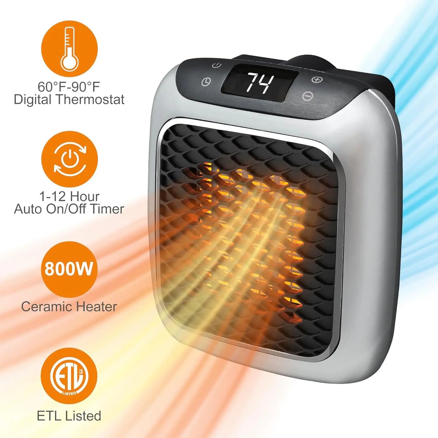 2025 Mini Space Heater – 800W Energy-Saving, Fast 3s Heating, Quiet Home & Office Hot Air Blower
