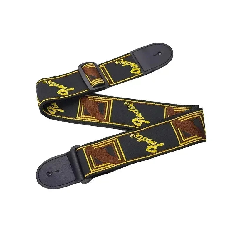 Embroidery Guitar Strap - Leather Acoustic & Electric Guitar Widening Shoulder Belt for Folk & Classical Guitars