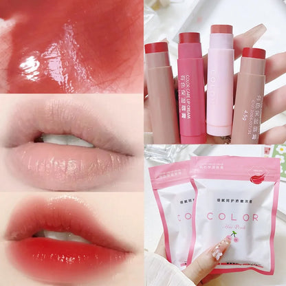 Cute Red Tint Lipstick Set – Moisturizing Colored Lip Balm with Anti-Drying & Fade-Resistant Lip Care Cosmetics
