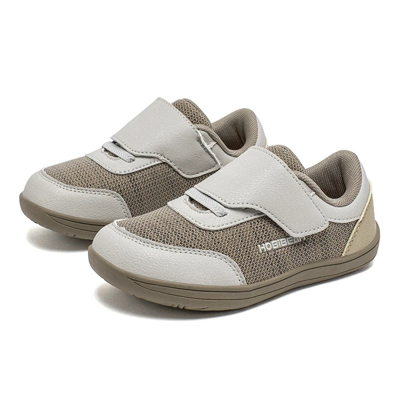 HOBIBEAR Kids Wide Toe Barefoot Shoes – Minimalist Hook & Loop Casual Sneakers, Breathable Zero Drop Shoes
