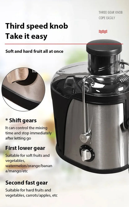 400W Juice Extractor — 22000RPM Motor, 3" Wide Chute, 2-Speed Juicer for Whole Fruits & Vegetables, Easy-Clean Design