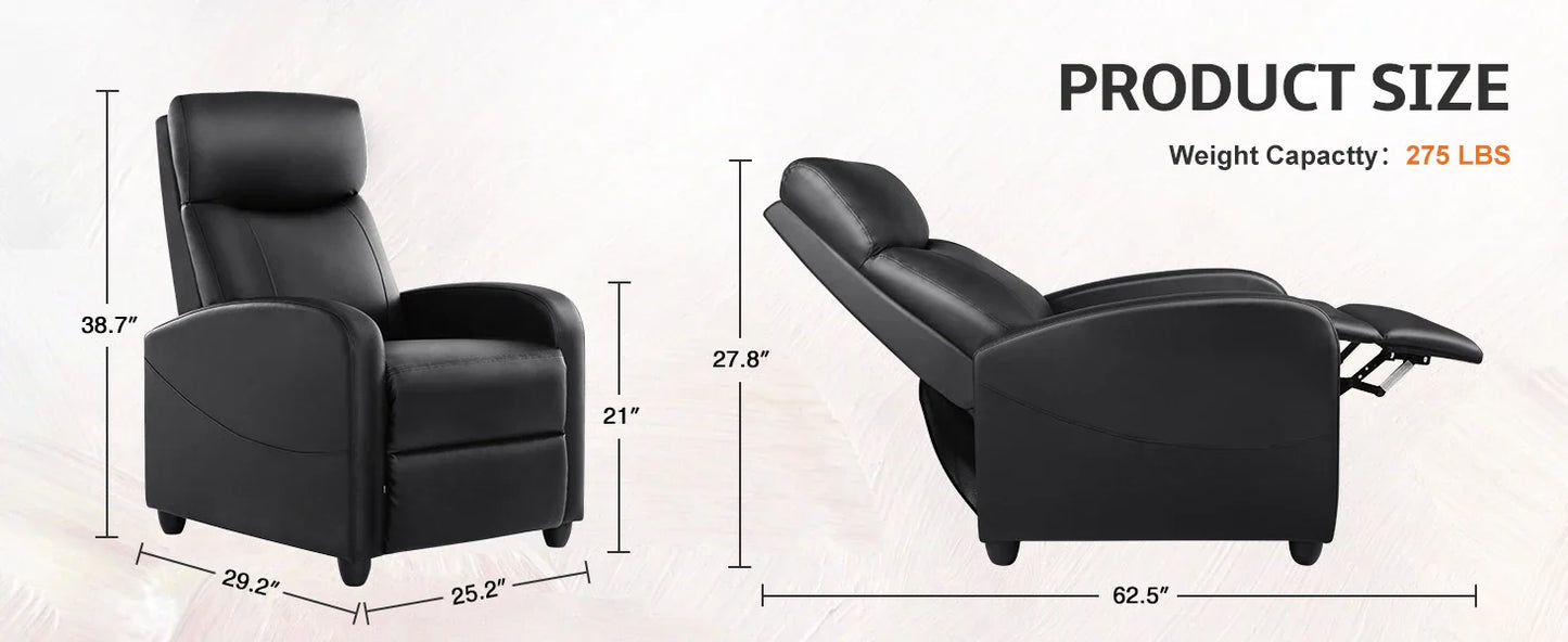 Recliner Massage Chair – Adjustable Fabric Sofa with Lumbar Support, Modern Padded Backrest for Living Room, Grey