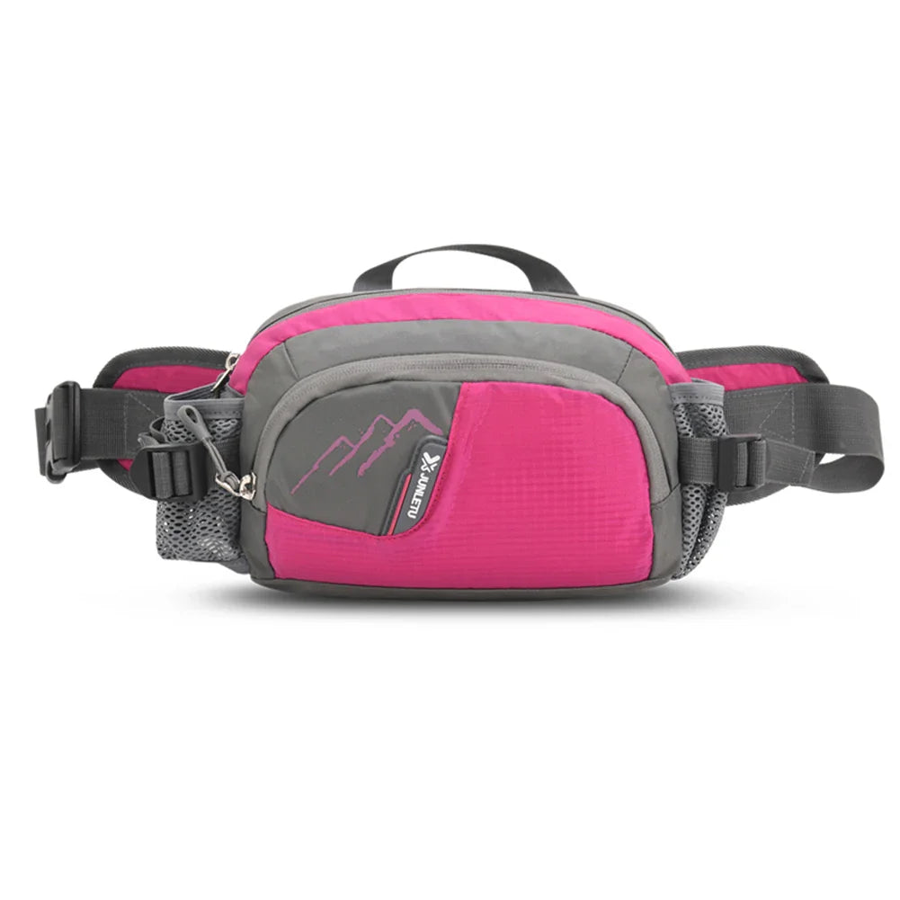 Running Belt Fanny Pack with Bottle Holder – Nylon Waist Sling Phone Pouch for Jogging, Hiking & Hydration