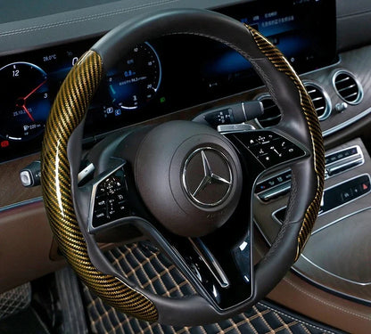 2/3PCS Universal Car Steering Wheel Cover — Laser Carbon Fiber, Silicone & 1K Microfiber Leather, Non-Slip PVC Booster