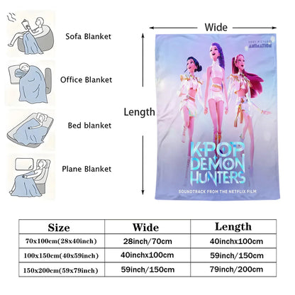 K-Pop Demon Hunters Flannel Blanket – 31 Styles Anime Throw for Home, Travel & Camping Fan Gift