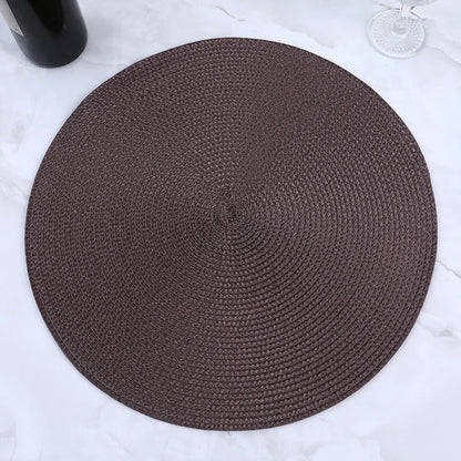 38cm Round Braided Tableware Mat – Washable, Anti-Slip, Heat-Resistant Dining Placemat and Drink Coaster for Home Decor