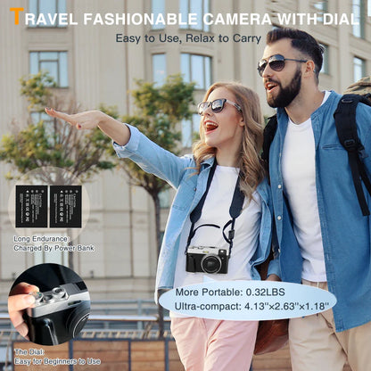 4K Digital Camera – Auto Focus, 48MP Vlogging Camera for YouTube, Anti-Shake Video, Viewfinder, Flash & 16X Zoom