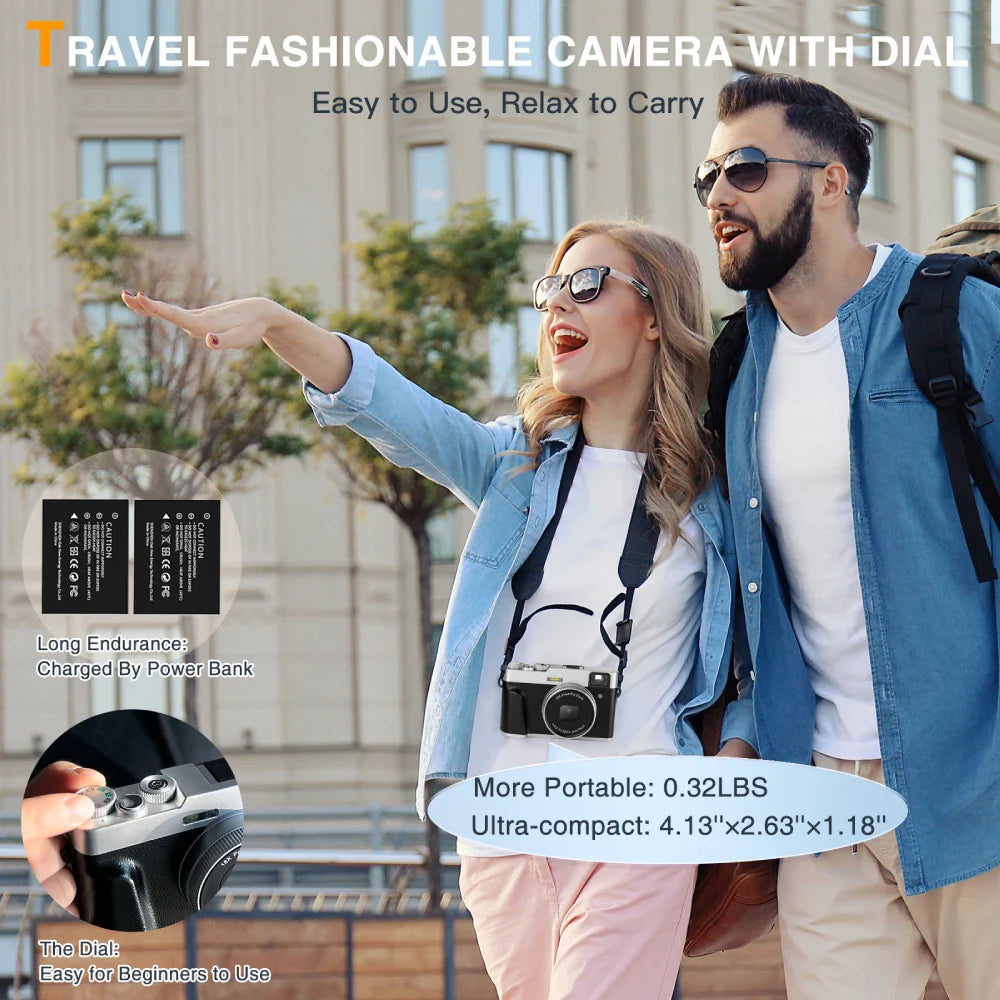 4K Digital Camera with Auto Focus – 48MP Vlogging Camera for YouTube, Anti-Shake Video, Viewfinder, Flash & 16X Zoom