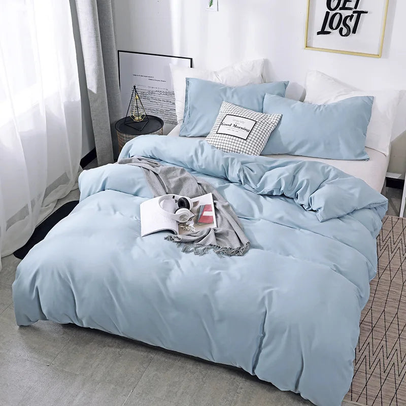 Nordic Solid Color Sanding Duvet Cover Set – 220x240cm Queen King Bedding with Pillowcases (No Sheet)