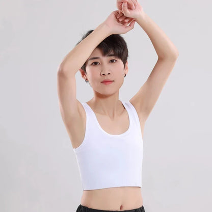 Women’s Half-Length Corset Top – Pullover Breast Binder with Bandage Tank Vest for Lesbian & Trans FTM