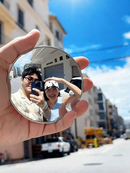 Portable Mini Travel Round Mirror Wide-Angle Reflective Spherical Mirror for Photos & Selfies