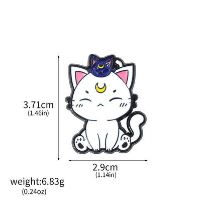 6PCS Anime Star & Moon Metal Keychains — Sailor Moon Tsukino Usagi & Luna Cat Cosplay Props, Pendant Jewelry Ornament