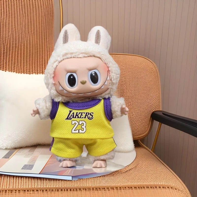 17cm Labubu Doll Clothes – First & Second Generation Basketball Outfit for Handmade Doll Gift