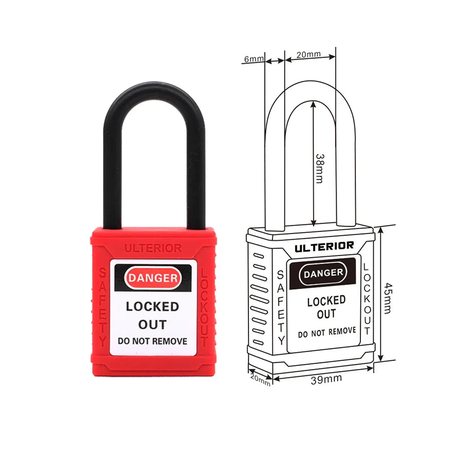 Industrial Safety Padlock – 38mm Nylon Shackle LOTO Lockout for Personal Power & Engineering Use