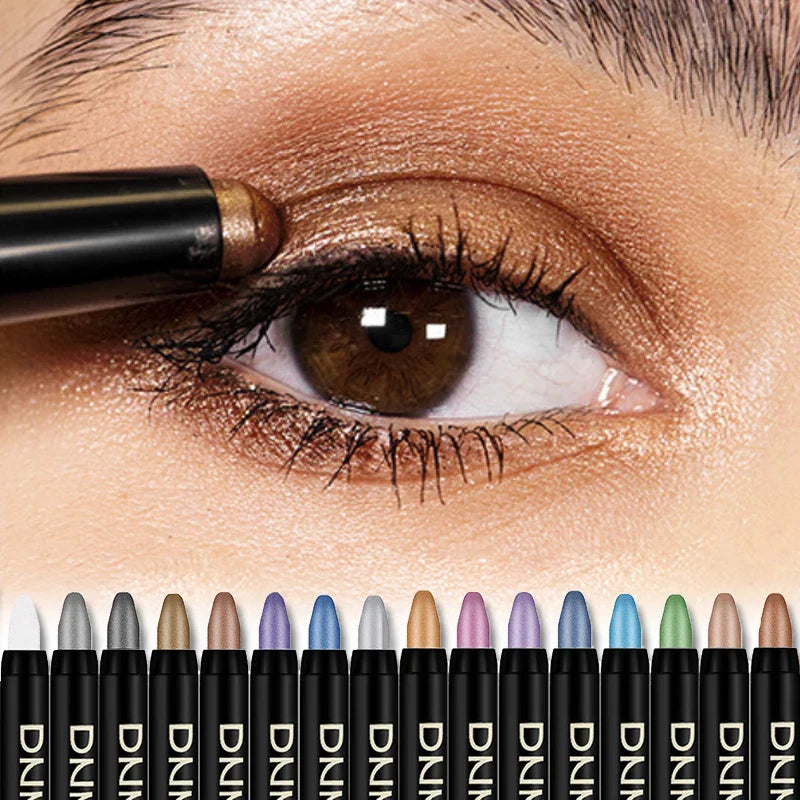 16-Color Pearlescent Eyeshadow Sticks – High Pigment Waterproof Glitter Eye Makeup Pencil, Long-Lasting & Smudge-Proof