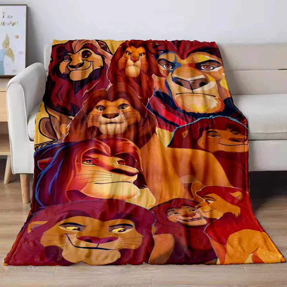 Lion King Simba Cartoon Flannel Blanket – Soft Cozy Throw for Sofa, Bed, Car, Camping, Travel & Kids Gift