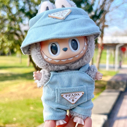 New Corduroy Doll Clothing Set for 17cm Labubu – Hat, Clothes & Shoes | DIY Accessories & Party Toy Gifts