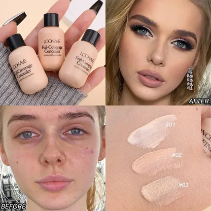 Full Coverage Liquid Concealer Cream – 12ml Waterproof Dark Circles & Face Foundation Makeup Base