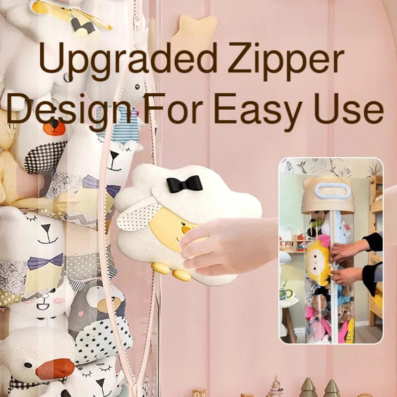 Large Capacity Transparent Toy Storage Bucket with Wheels – Children’s Plush & Stuffed Toy Organizer Barrel