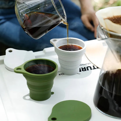 SHIMOYAMA 150ML Folding Cup - Portable Teacup with Lid for Outdoor Travel and Coffee on-the-go