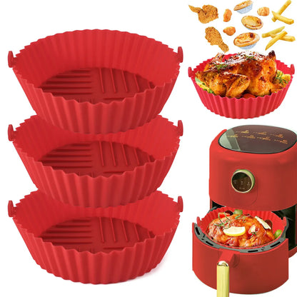 Reusable Air Fryer Silicone Liners: Food-Safe, Non-Stick Silicone Pot for Air Fryer Basket - Easy Cleaning Accessory