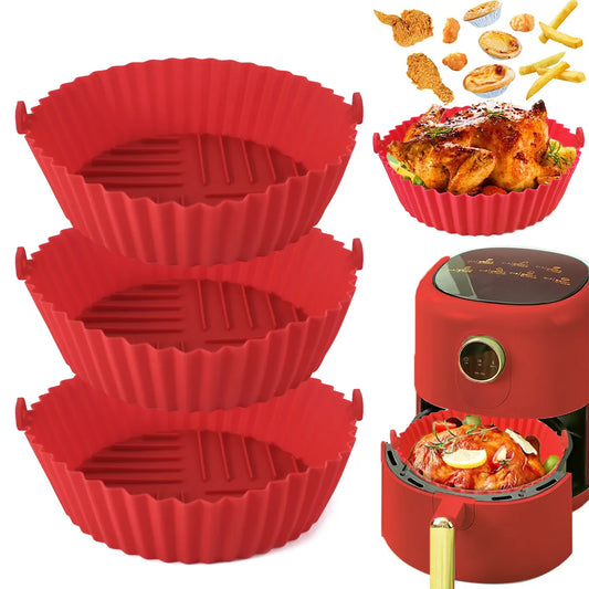 Reusable Air Fryer Silicone Liners: Food-Safe, Non-Stick Silicone Pot for Air Fryer Basket - Easy Cleaning Accessory