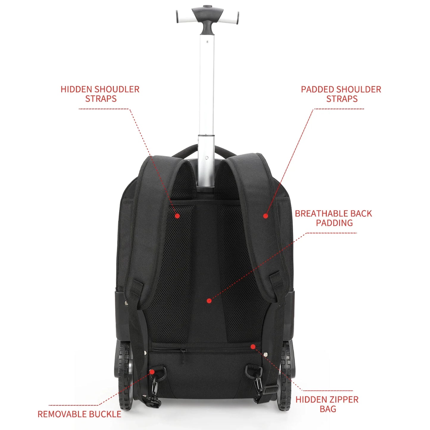 20-Inch Rolling Luggage Backpack – Large-Capacity Travel Suitcase with Wheels, Trolley Bag and Multifunctional Laptop Carry-On