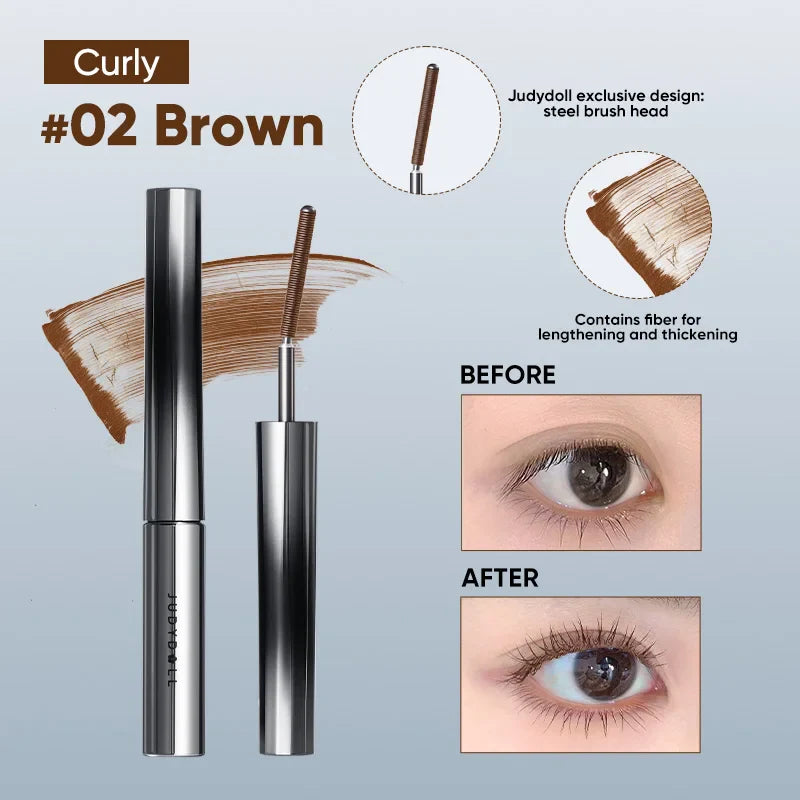 Judydoll Iron Mascara 2g – Waterproof, Slim, Long Curl & Thick Styling Mascara in Steel Tube
