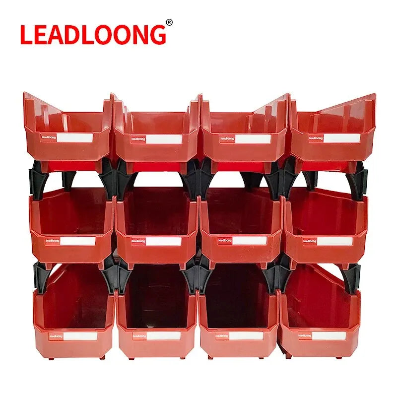 LEADLOONG V3 Garage Storage Box – 12PC Organizer Bins 11x5x5inch for Screws, Hardware & Workshop Supplies