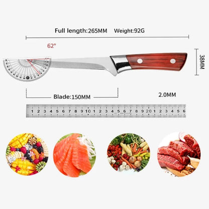 Stainless Steel Boning Knife – Kitchen Fruit Paring, Meat, Pork, Beef, and Fish Cutter with Chef Cleaver and Cover