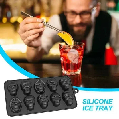 Skull Ice Cube Mold 10-Grid — Reusable Halloween Kitchen Mold for Ice, Chocolate, and Ice Cream Making